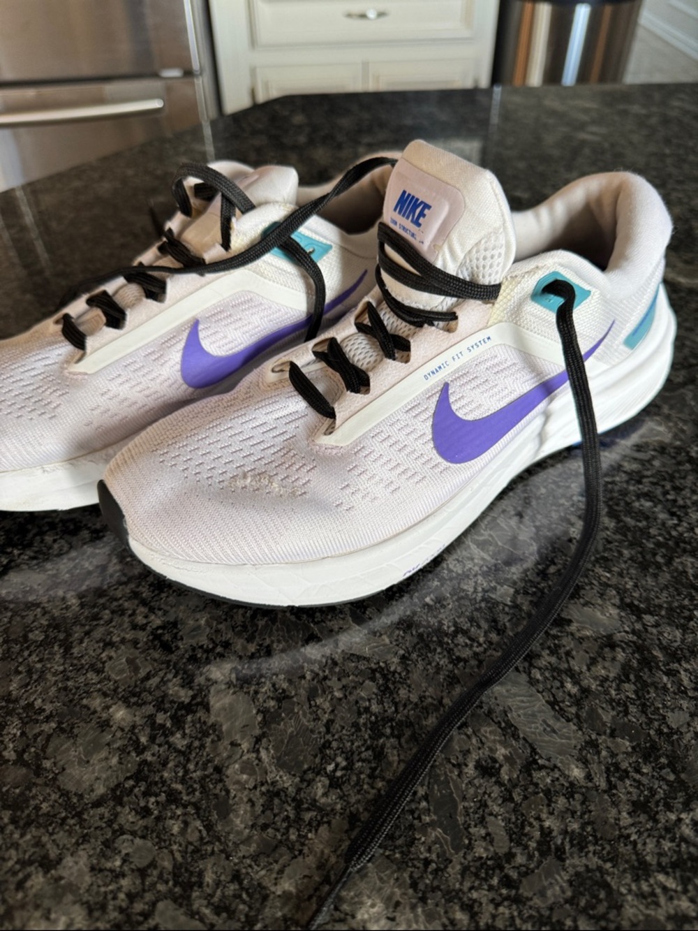 Nike Women's White Athletic Shoes Purple & Teal - used indoors only!